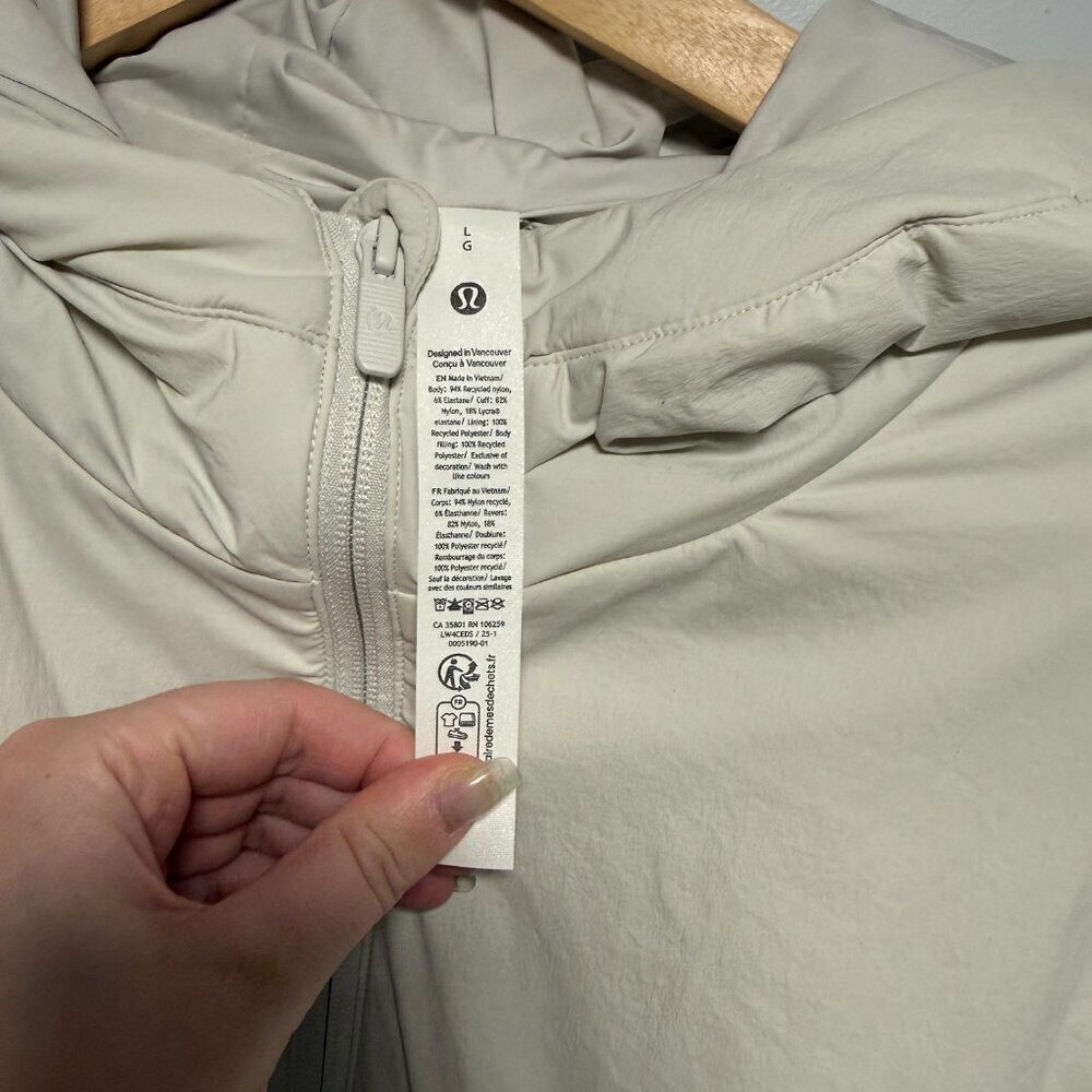 Lululemon Water-Resistant Insulated Hooded Jacket SZL Bone - Picture 3 of 8
